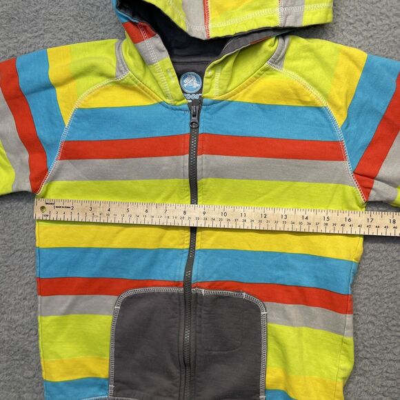 Crocs Full Zip Sweater Boys 10 Yellow Striped Blue Green Hoodie Sweatshirt - Picture 8 of 16